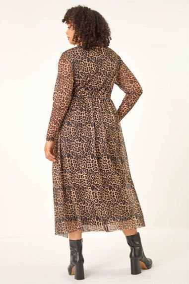 Roman Natural Curve Animal Print A-Line Stretch Dress