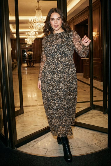 Roman Natural Curve Animal Print A-Line Stretch Dress