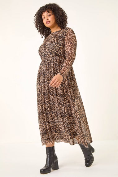 Roman Natural Curve Animal Print A-Line Stretch Dress
