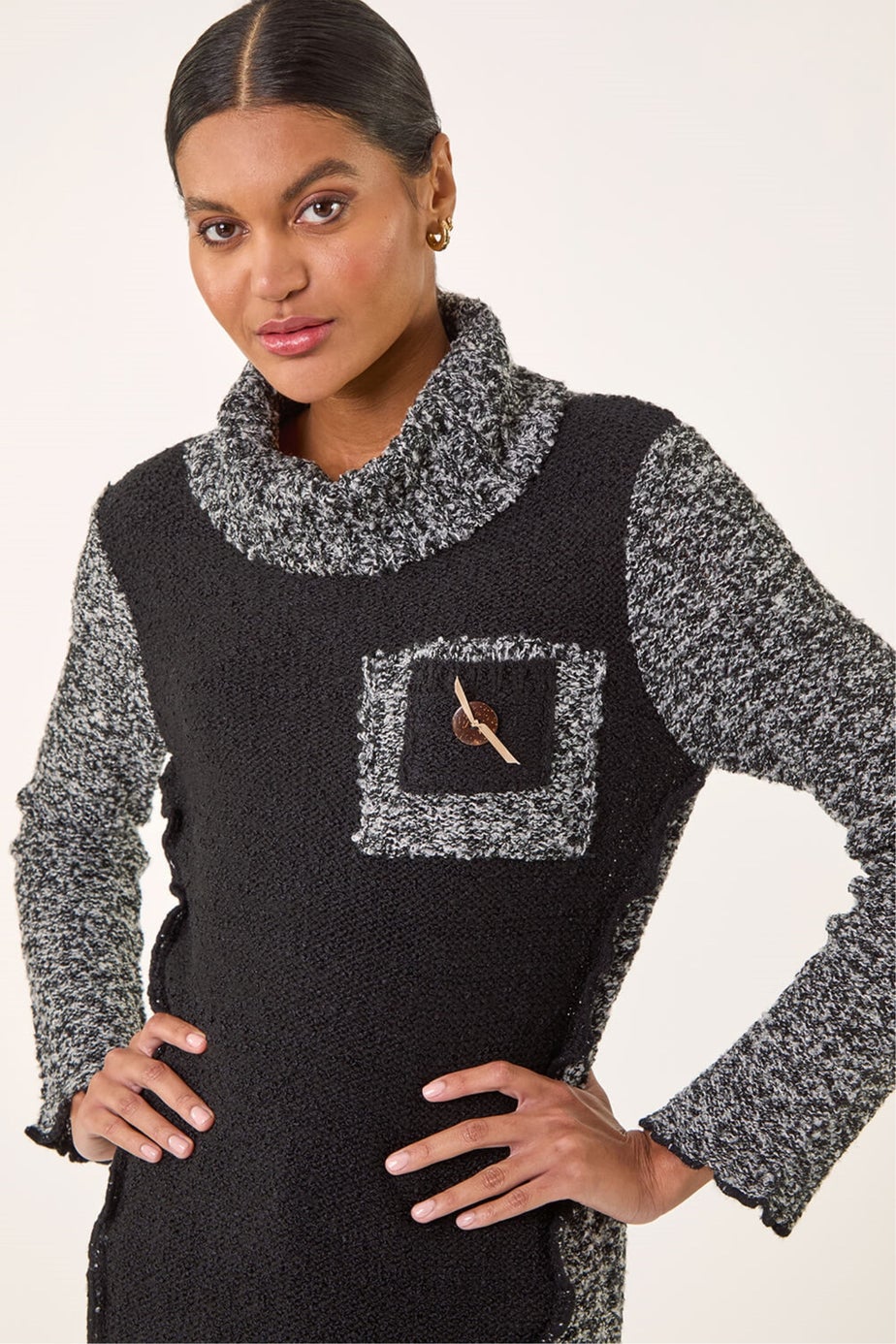 Roman Black Textured Pocket Knit Jumper