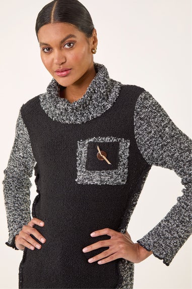 Roman Black Textured Pocket Knit Jumper