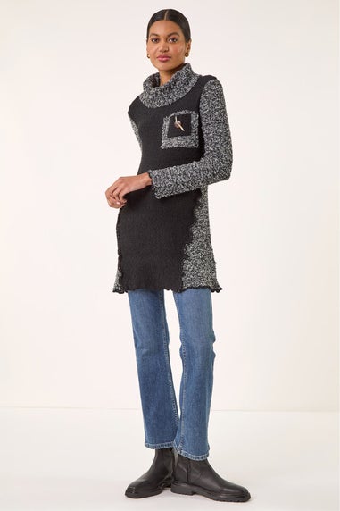 Roman Black Textured Pocket Knit Jumper