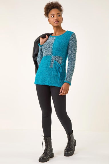 Roman Teal Textured Pocket Knit Jumper