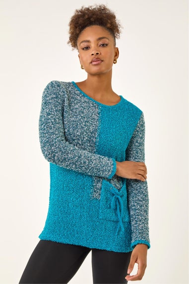 Roman Teal Textured Pocket Knit Jumper
