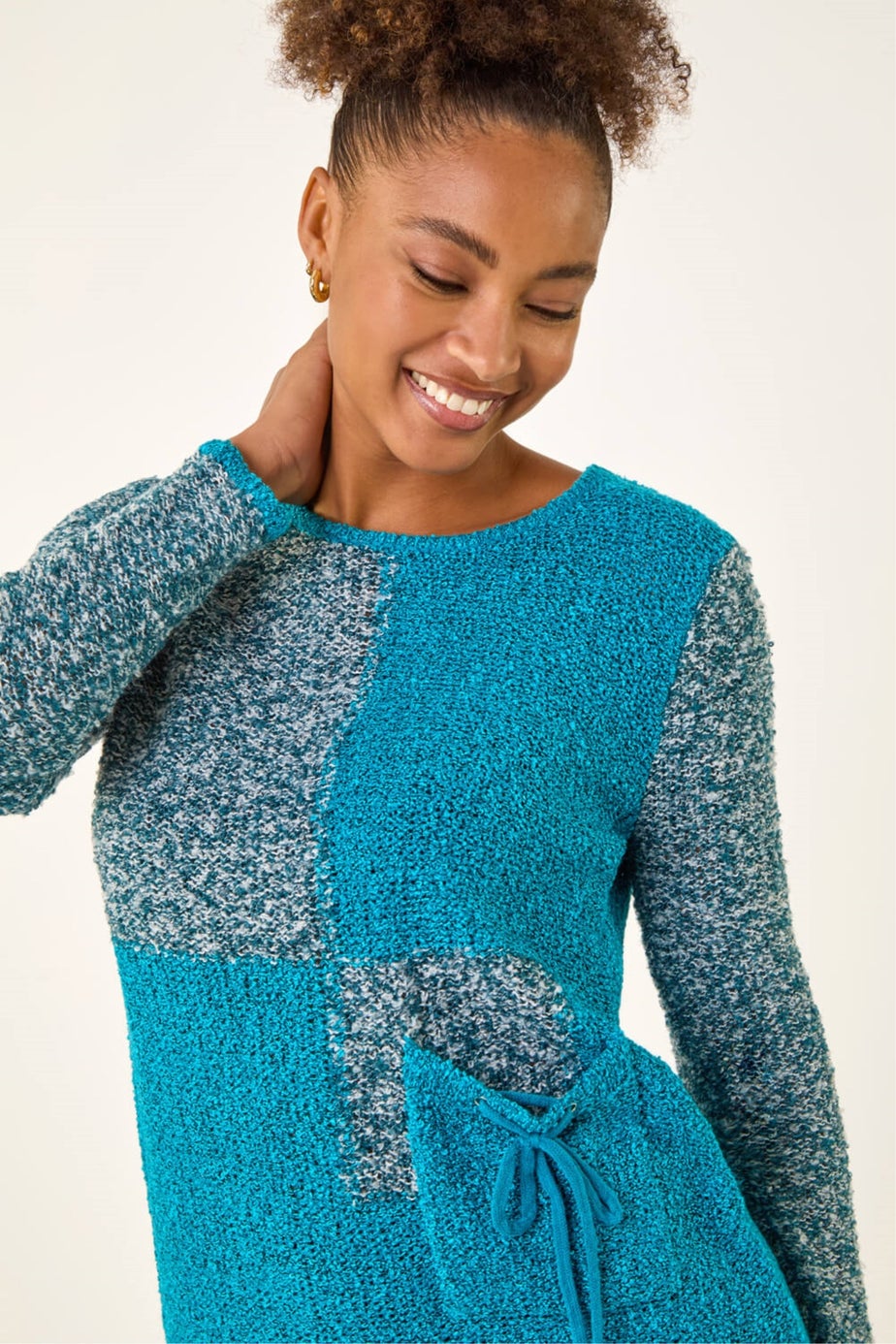 Roman Teal Textured Pocket Knit Jumper
