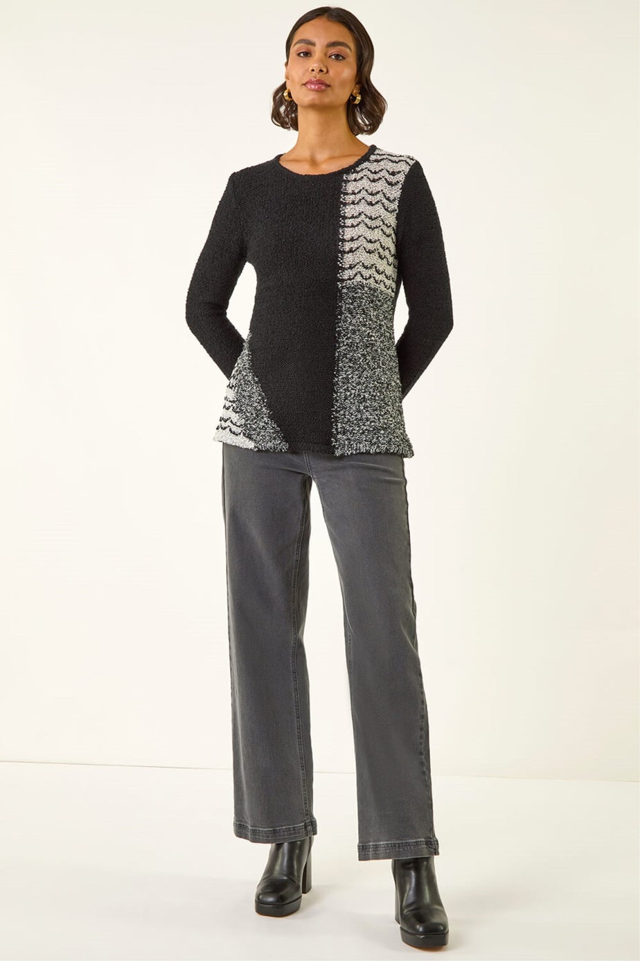 Roman Black Textured Knit Jumper