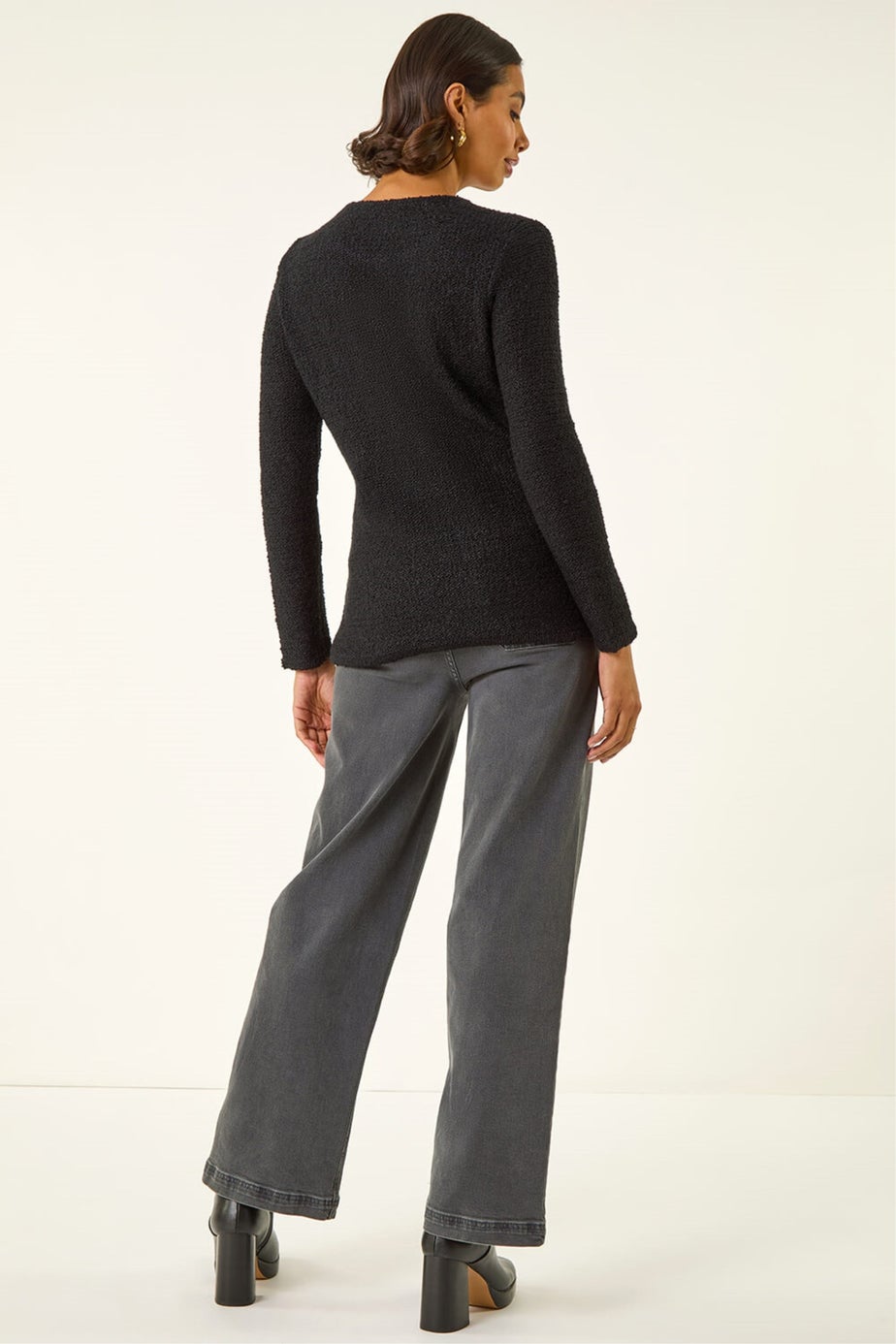 Roman Black Textured Knit Jumper