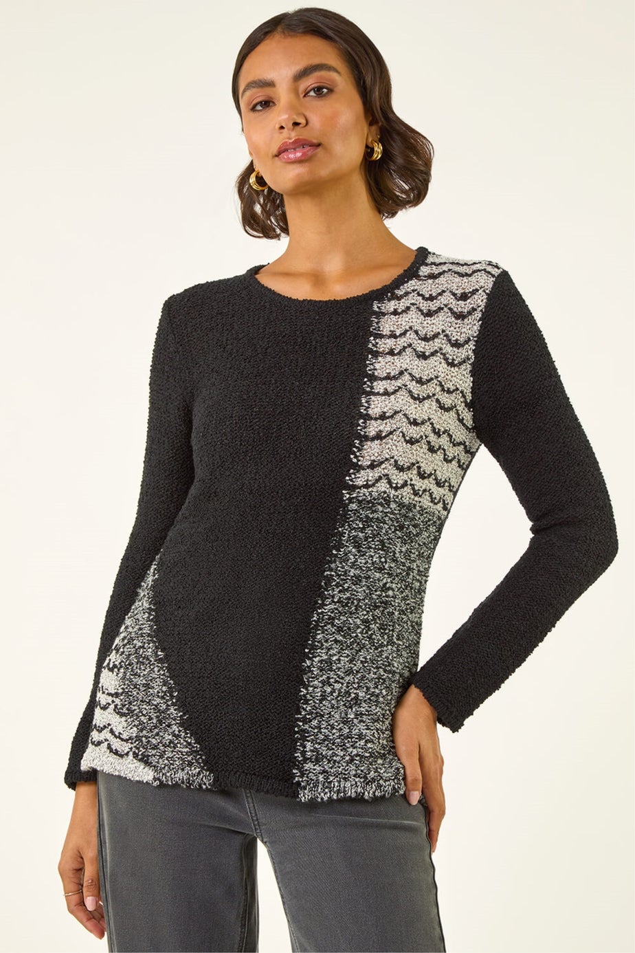 Roman Black Textured Knit Jumper