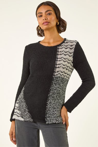 Roman Black Textured Knit Jumper