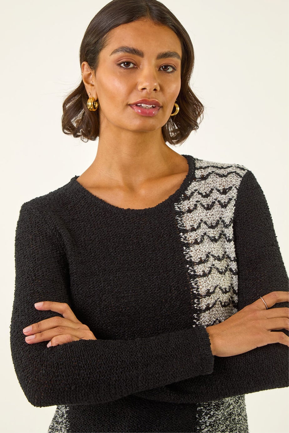 Roman Black Textured Knit Jumper