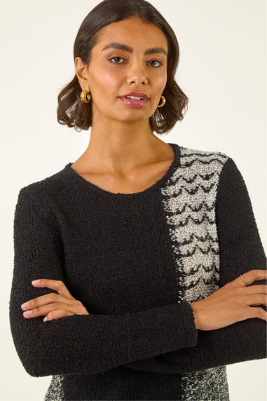 Roman Black Textured Knit Jumper
