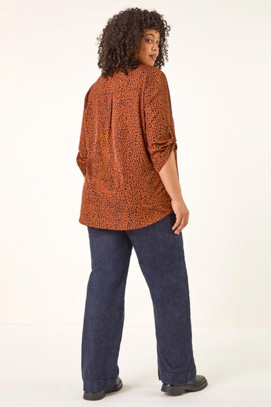 Roman Rust Curve Spot Print Tunic Top
