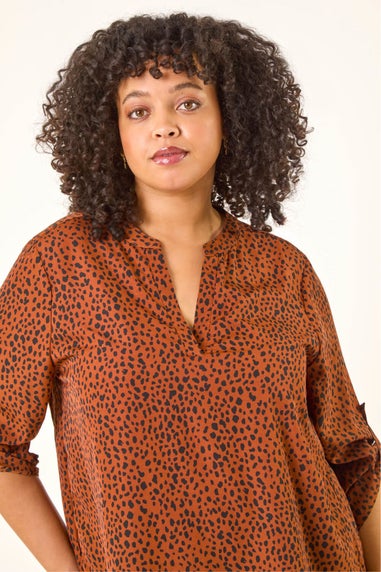 Roman Rust Curve Spot Print Tunic Top