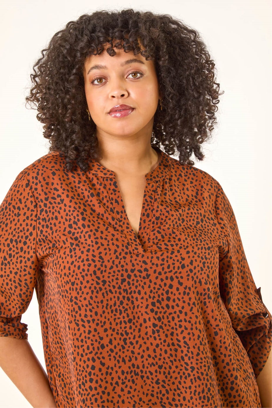 Roman Rust Curve Spot Print Tunic Top