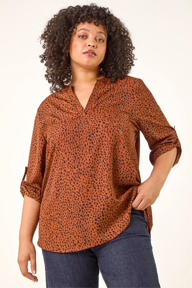 Roman Rust Curve Spot Print Tunic Top