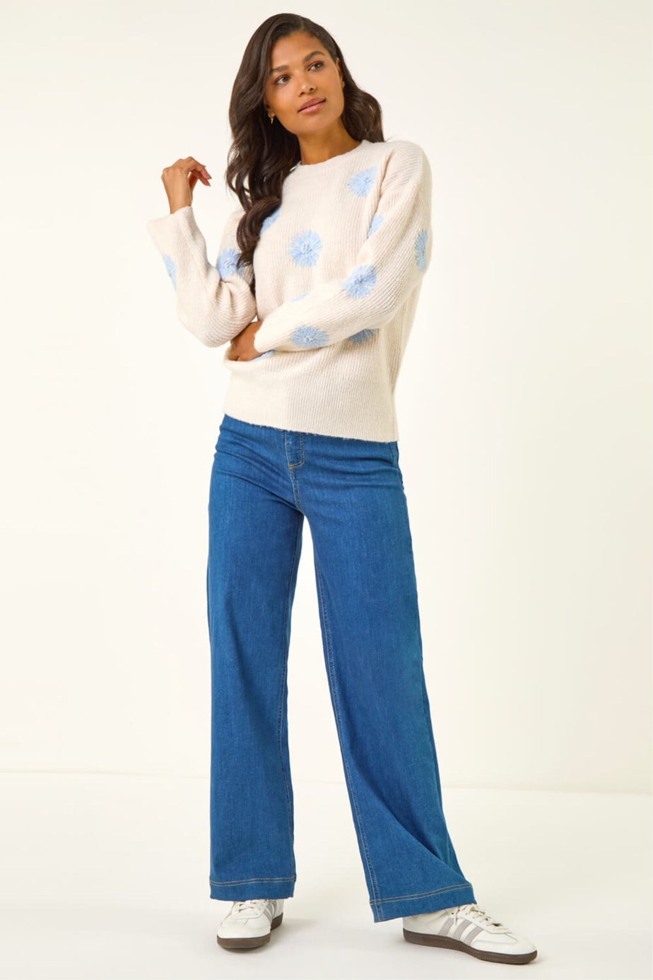 Roman Ivory Scattered Flower Knit Jumper