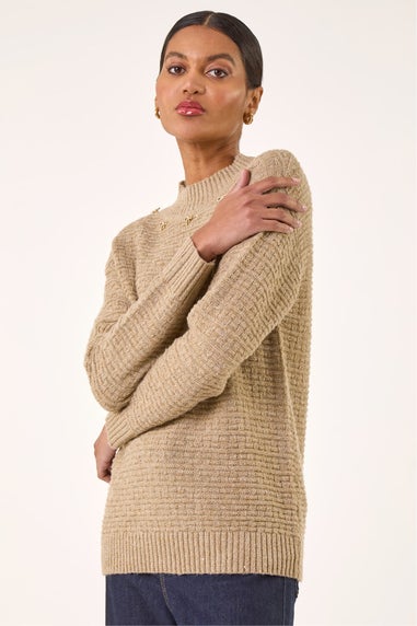 Roman Taupe Sequin Bow Embellished Knit Jumper