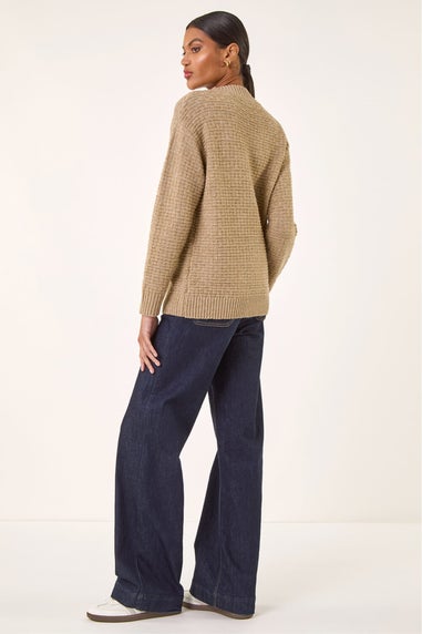 Roman Taupe Sequin Bow Embellished Knit Jumper