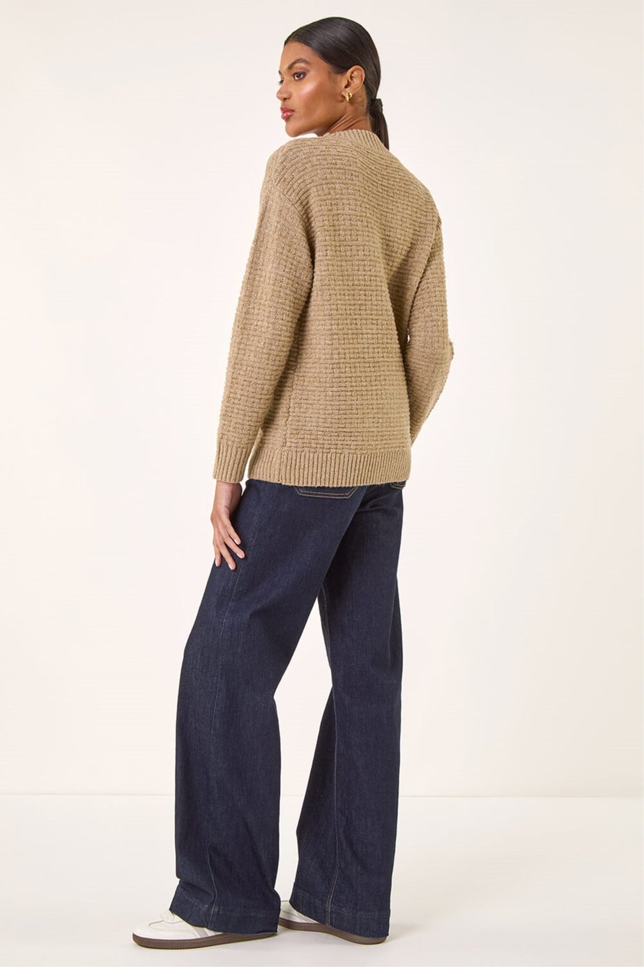 Roman Taupe Sequin Bow Embellished Knit Jumper