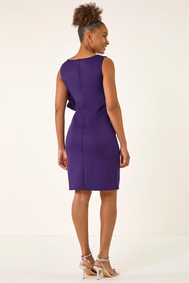 Roman Purple Tie Waist Premium Stretch Dress