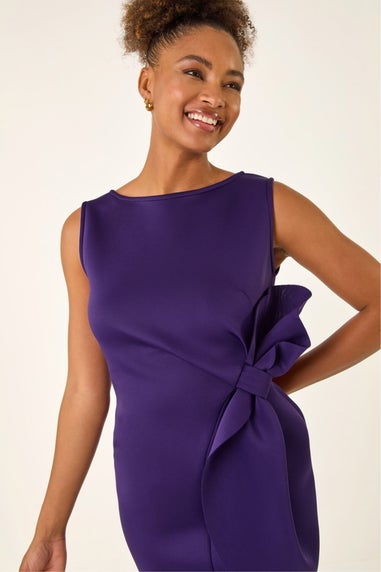 Roman Purple Tie Waist Premium Stretch Dress