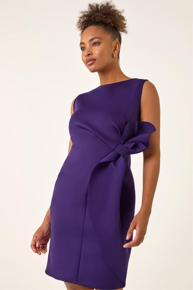 Roman Purple Tie Waist Premium Stretch Dress