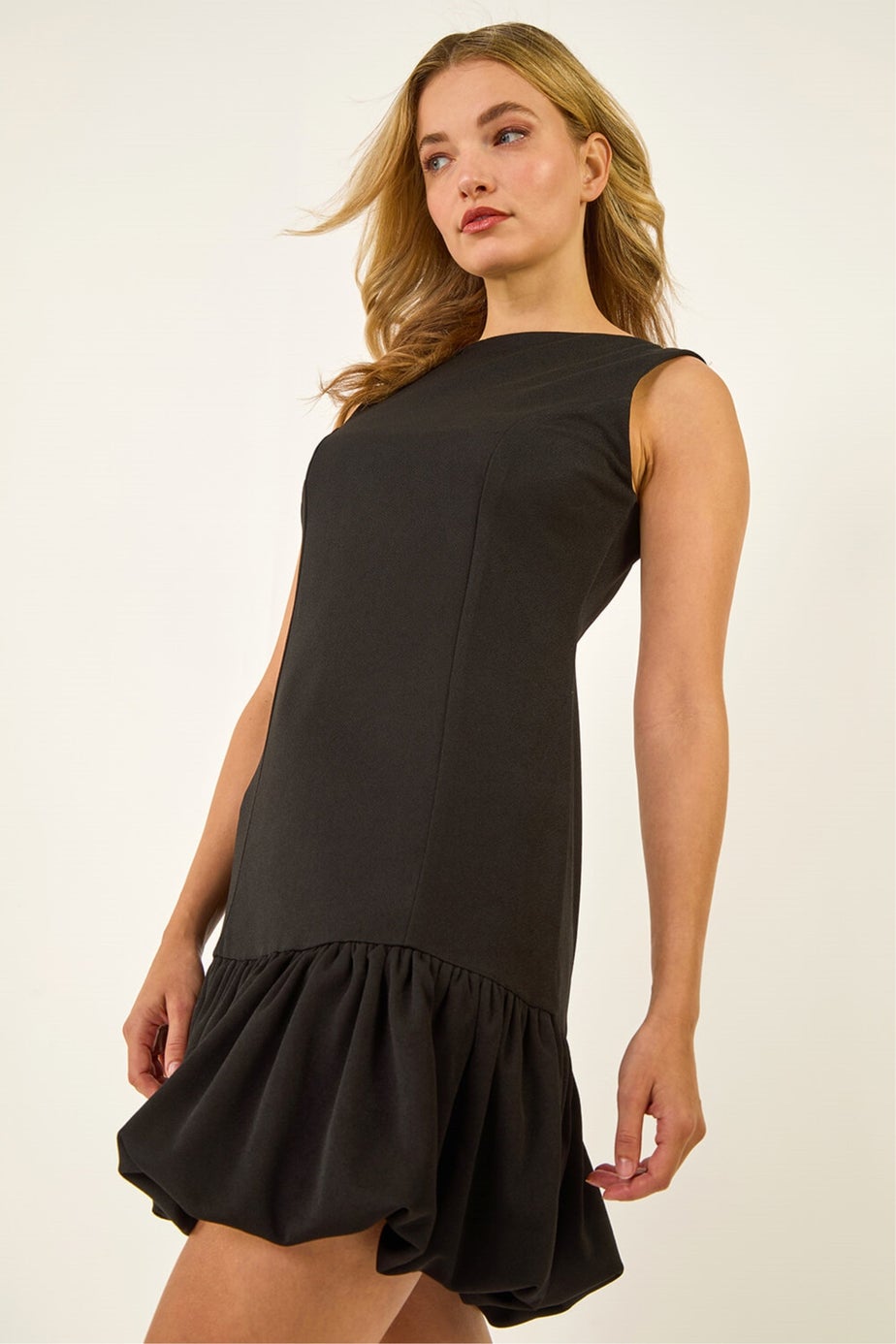 Dusk Black Bubble Hem Mini Dress
