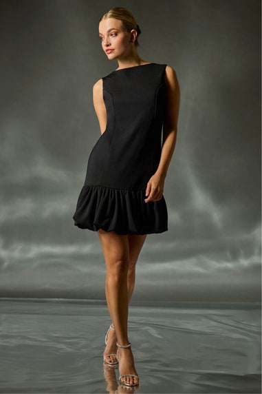 Dusk Black Bubble Hem Mini Dress