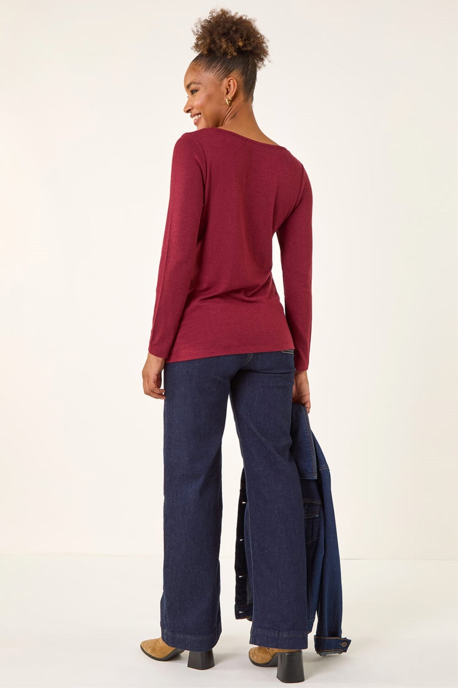 Roman Red Lace V-Neck Stretch Top