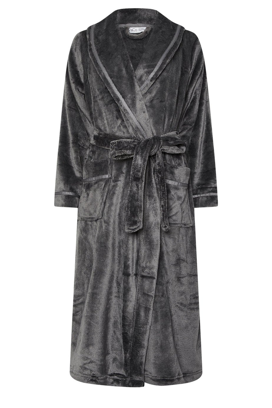 M&Co Dark Grey Ribbon Detail Shawl Dressing Gown