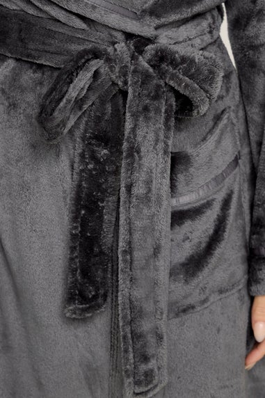 M&Co Dark Grey Ribbon Detail Shawl Dressing Gown