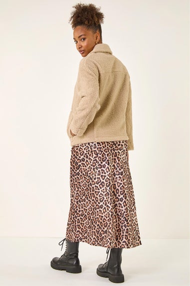 Roman Natural Collared Borg Fleece Jacket