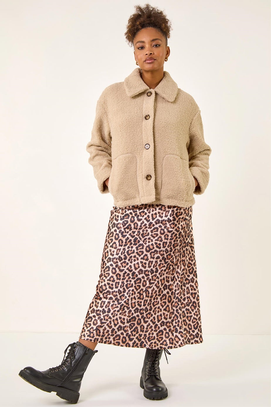 Roman Natural Collared Borg Fleece Jacket