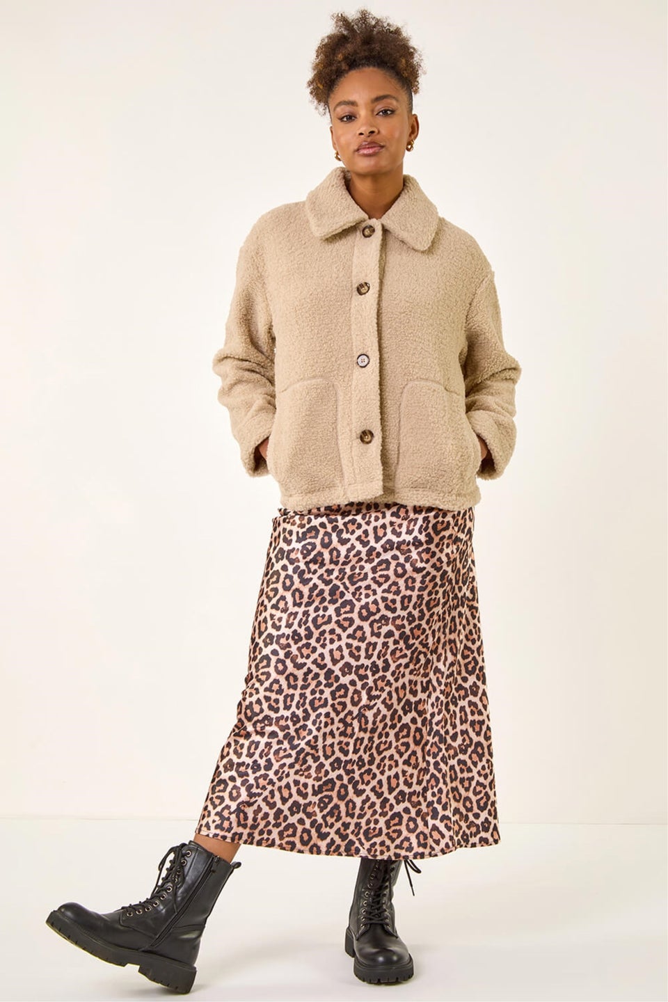 Roman Natural Collared Borg Fleece Jacket