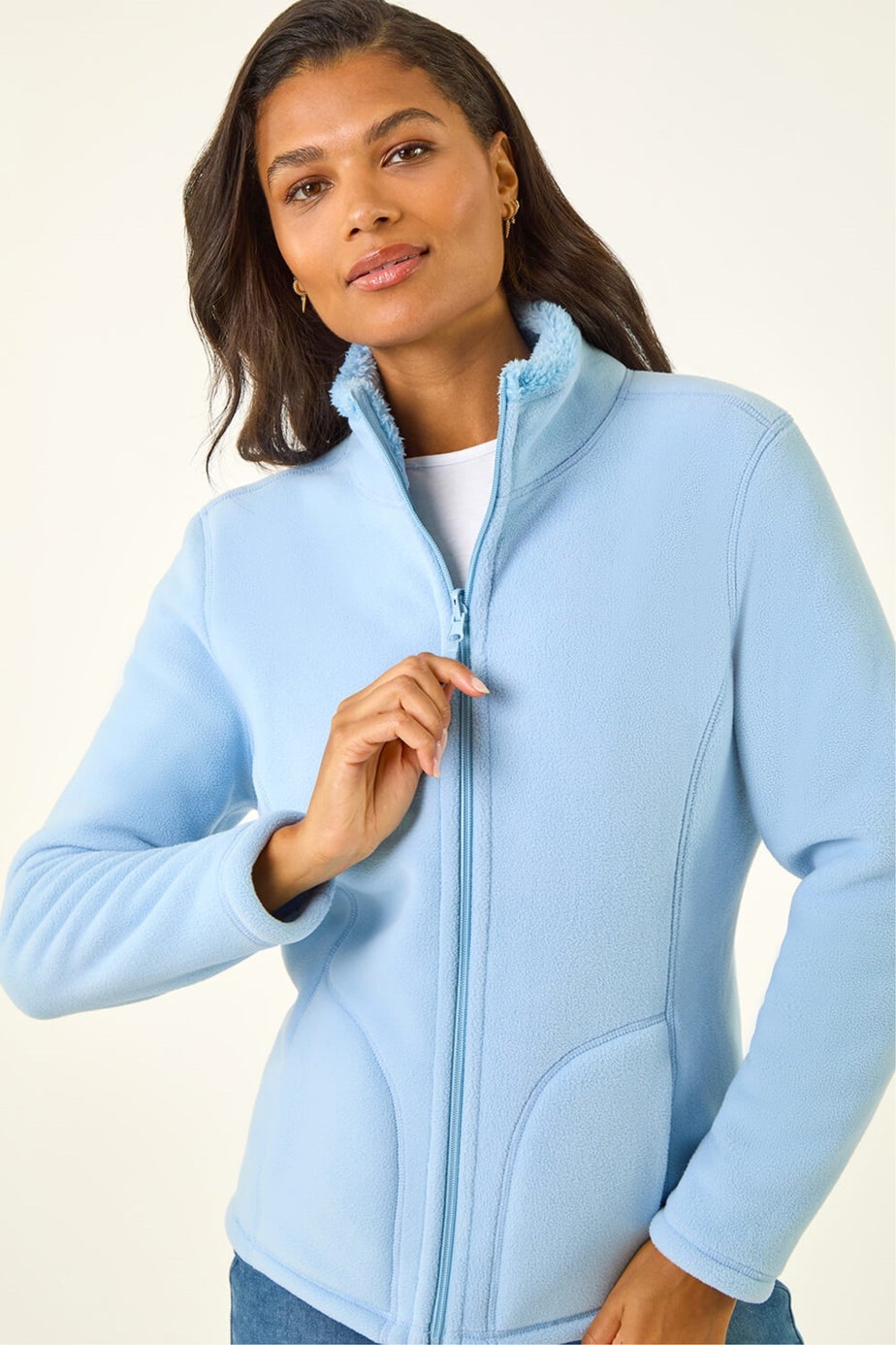 Roman Light Blue Reversible Fleece Zip Jacket
