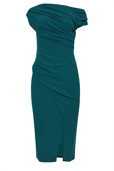 Star By Julien Macdonald Green Draped Midi Dress