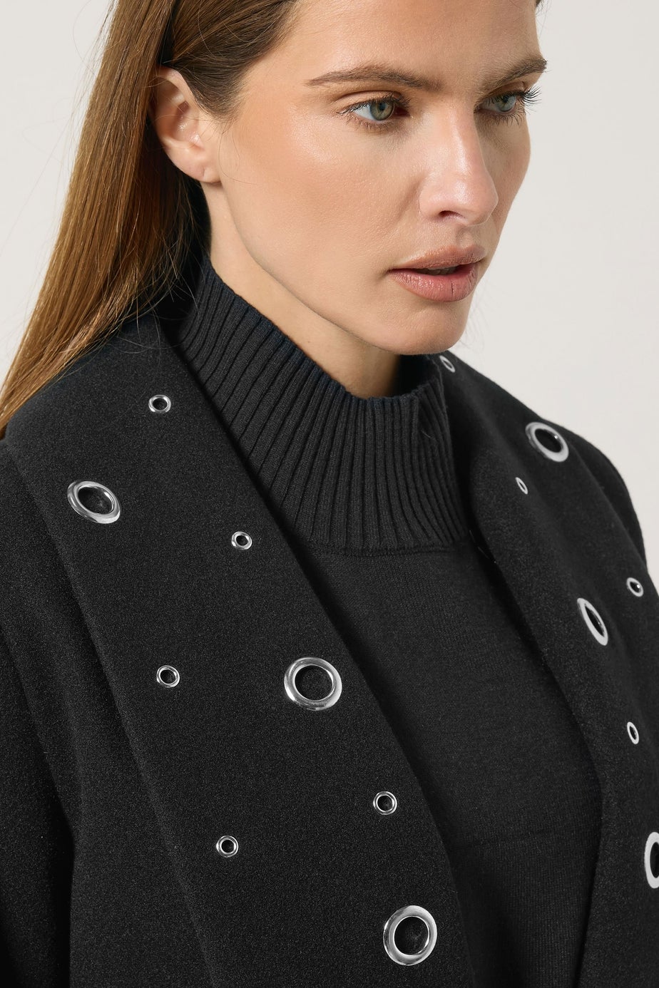 Star By Julien Macdonald Black Eyelet Collar Coat