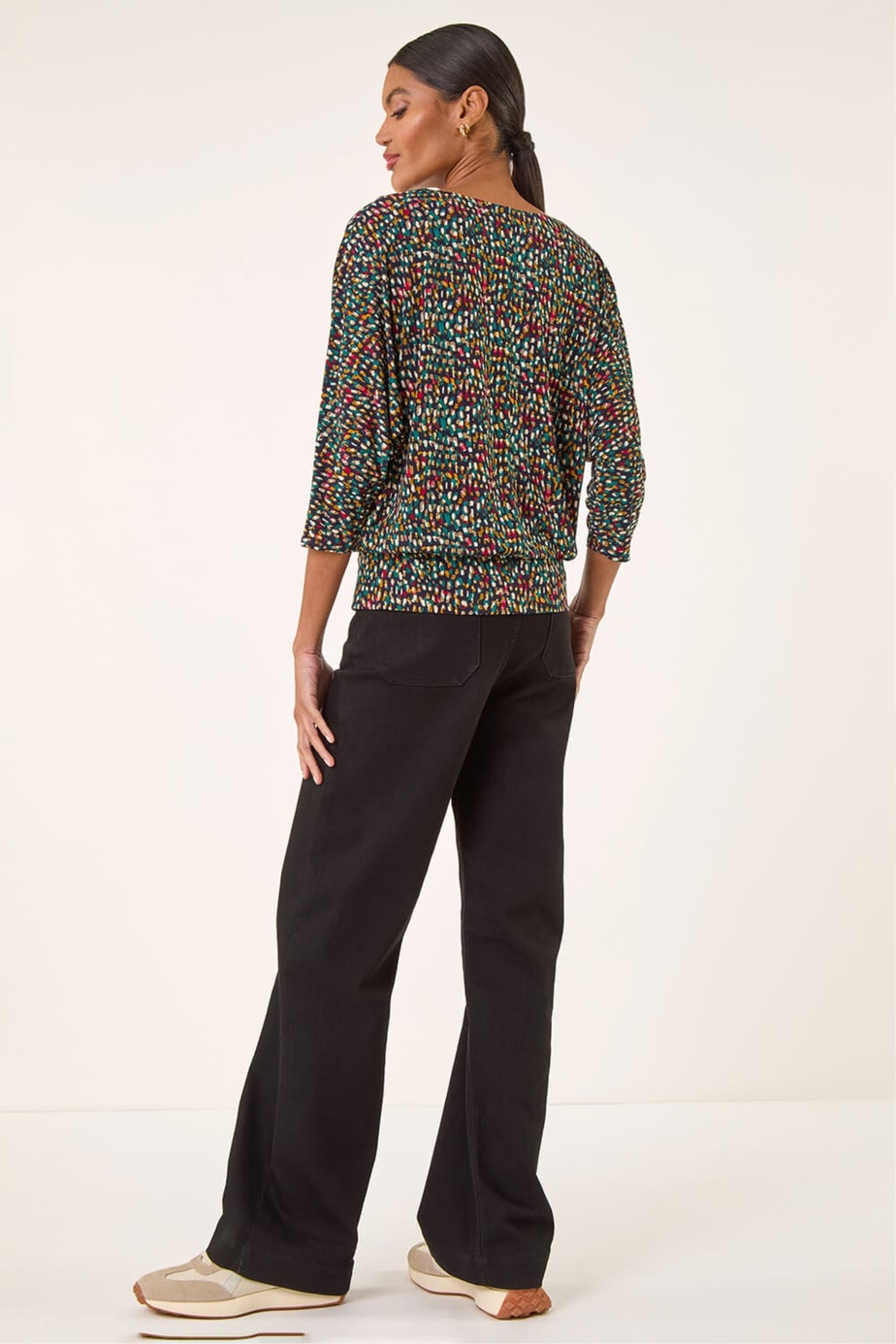 Roman Green Abstract Bubble Hem Top