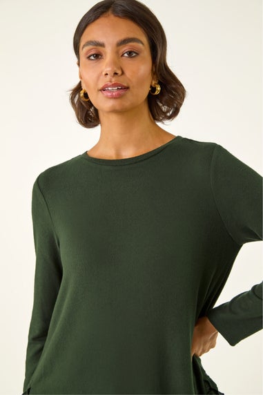 Roman Green Soft Touch Side Ruffle Top