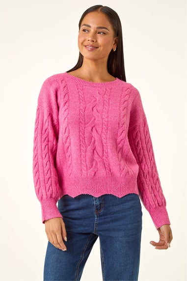 Roman Pink Petite Scalloped Hem Knit Jumper