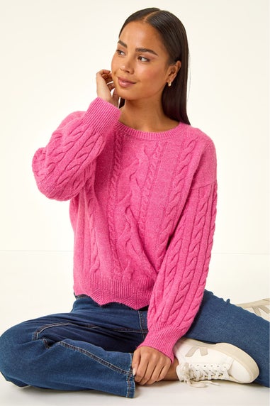 Roman Pink Petite Scalloped Hem Knit Jumper