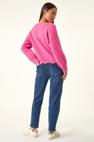 Roman Pink Petite Scalloped Hem Knit Jumper