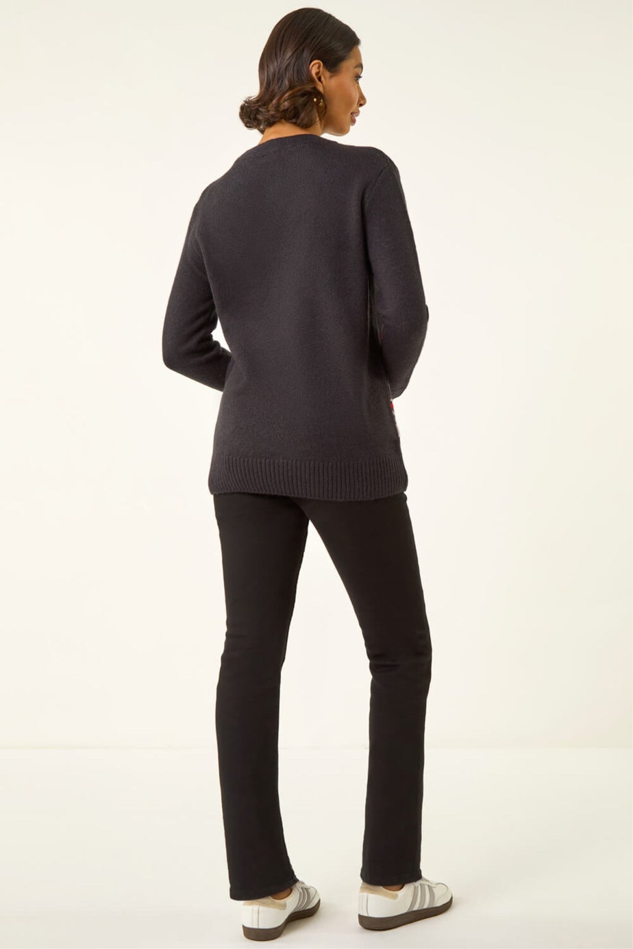 Roman Black Star Crew Neck Knit Jumper