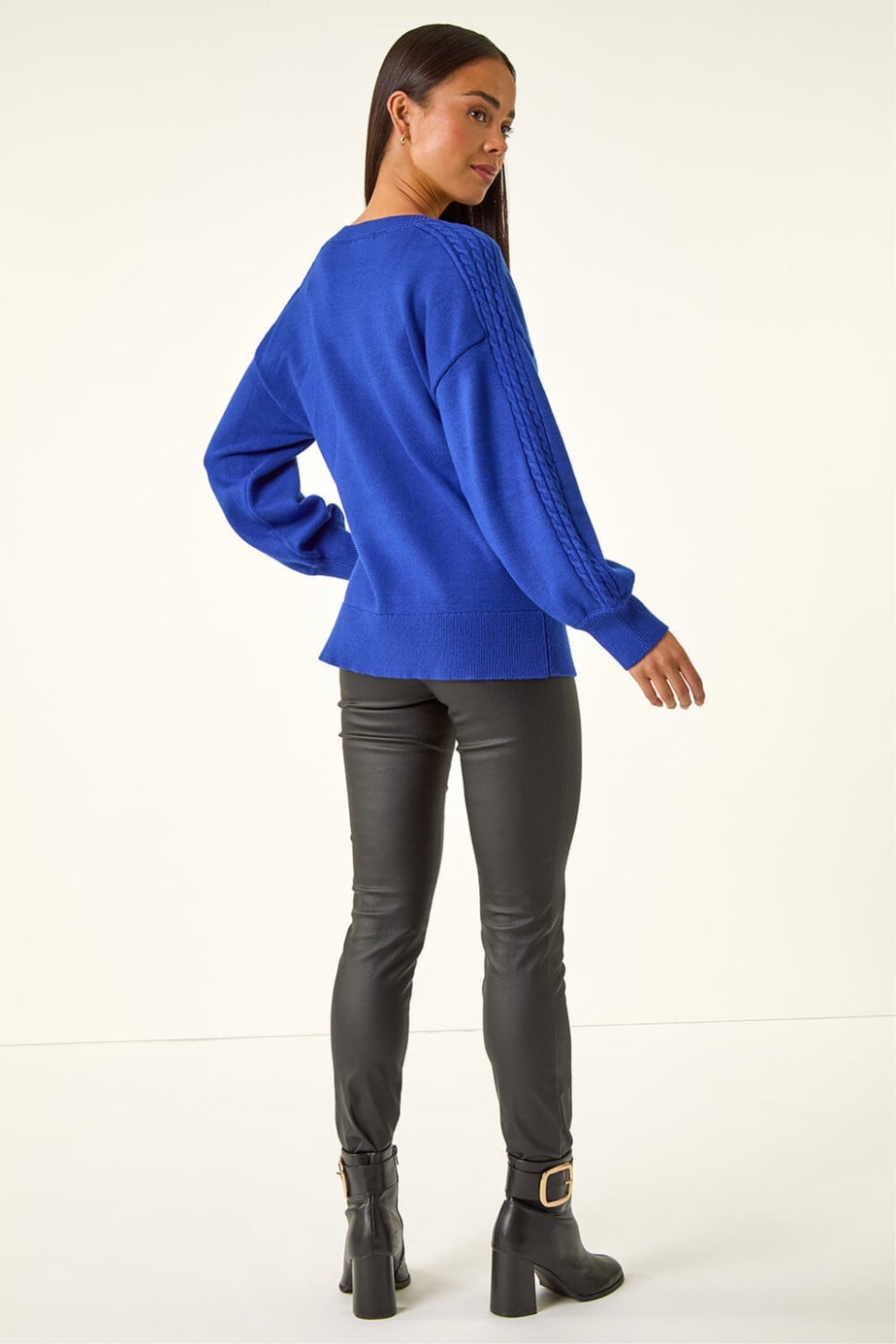 Roman Royal Blue Petite Contrast Sleeve Knit Jumper