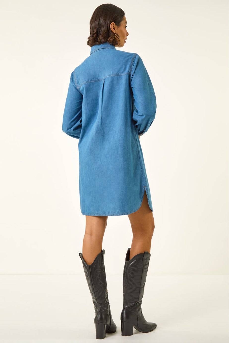 Roman Denim Denim Button Through Shirt Dress