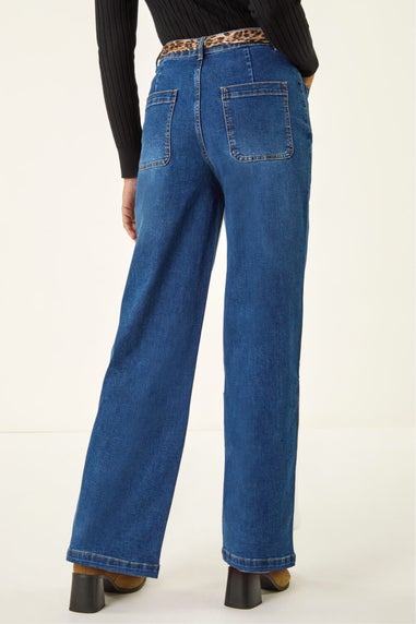 Roman Denim Animal Print Belt Pocket Jean