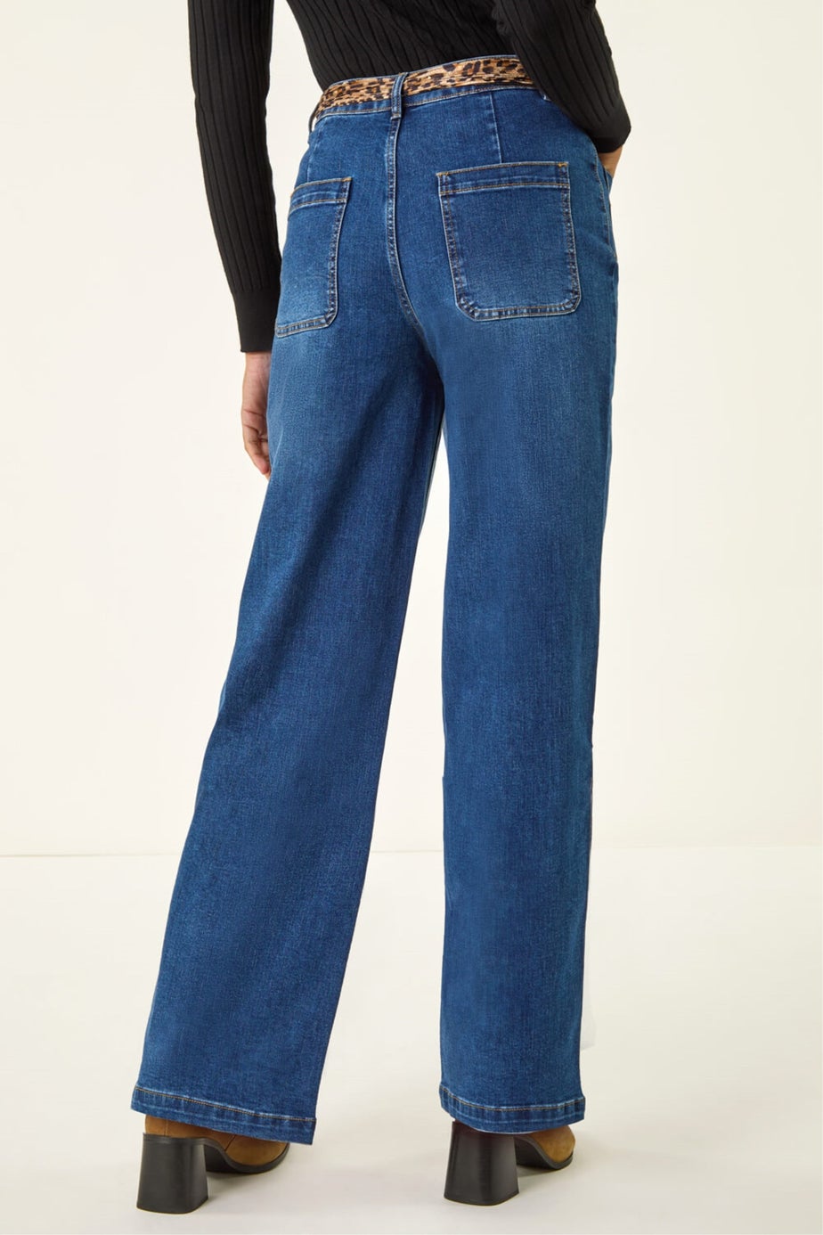 Roman Denim Animal Print Belt Pocket Jean