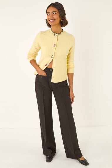 Roman Black Pocket Button Smart Trousers