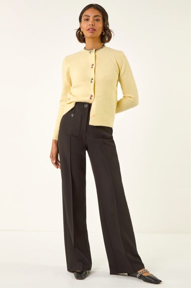 Roman Black Pocket Button Smart Trousers