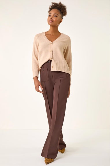 Roman Chocolate Pocket Button Smart Trousers